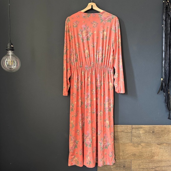 & Other Stories Peach Floral Ruched Long Sleeve Maxi Dress NEW Size 12 - Picture 8 of 10
